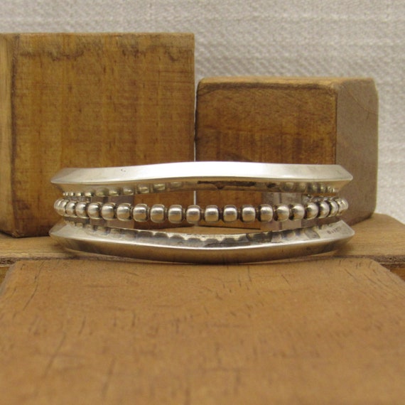 Heavy three Row Sterling Silver Cuff Bracelet + - image 1