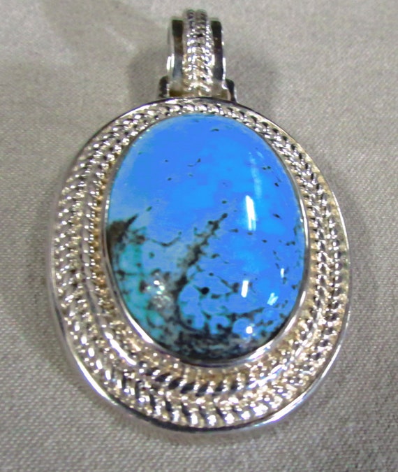 Sterling Silver and Turquoise Enhancer Pendant + - image 1