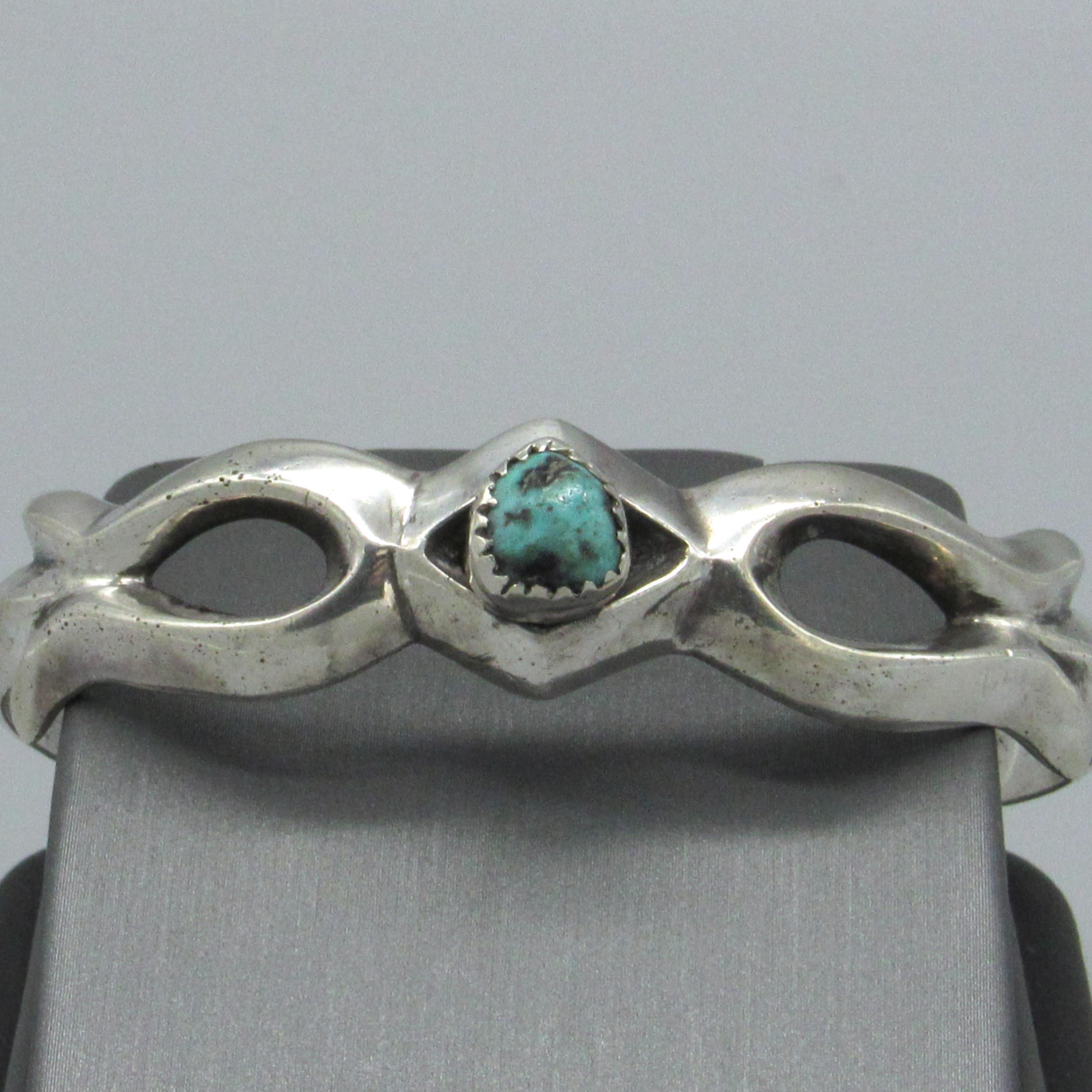 Nellie Tso Navajo Native American Sterling Silver Turquoise Cuff
