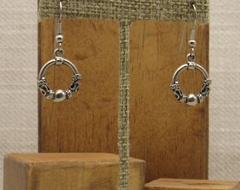 Sterling Silver Hoop Dangle Earrings +