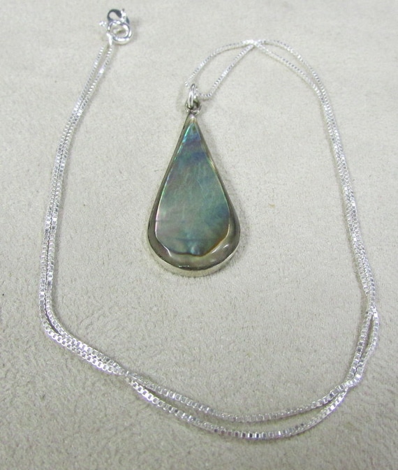 Sterling Silver and Abalone Shell Necklace +