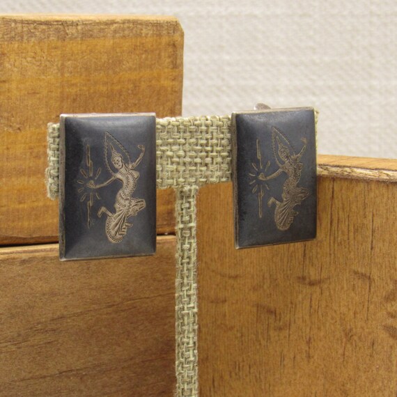 Large Rectangular Siam Sterling Silver Niello Cli… - image 2