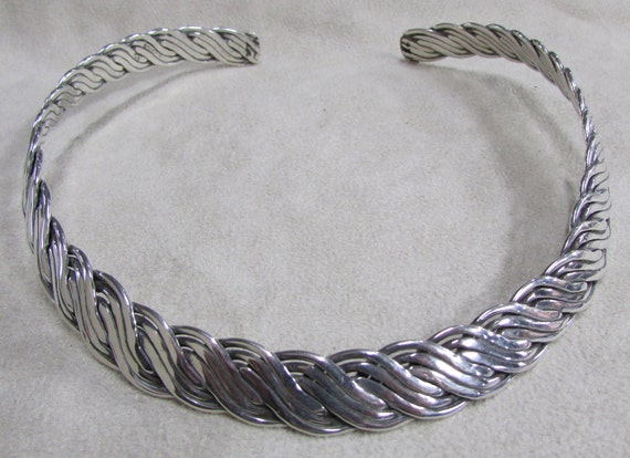 Braided Sterling Silver Collar Necklace + - image 3