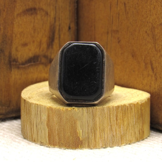 Black Rectangular Sterling Silver Ring Size 7 1/2… - image 1