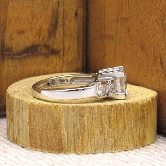 Sterling Silver Ring with 5 Rectangular Clear Fac… - image 2