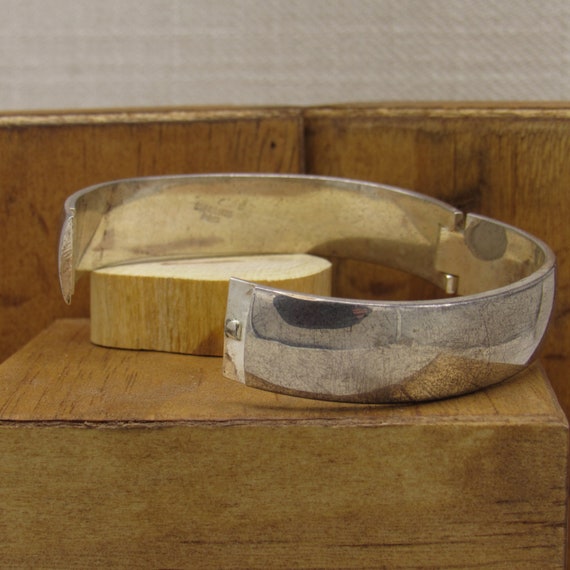 Heavy Sterling Silver Hinged Bangle Bracelet + - image 4