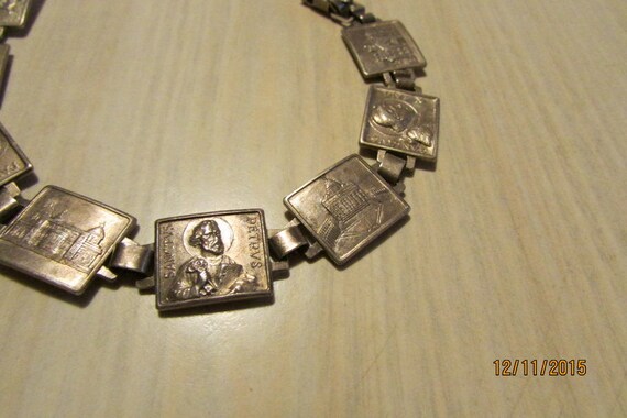 Sterling Silver Religious Link Bracelet Sancivs P… - image 4