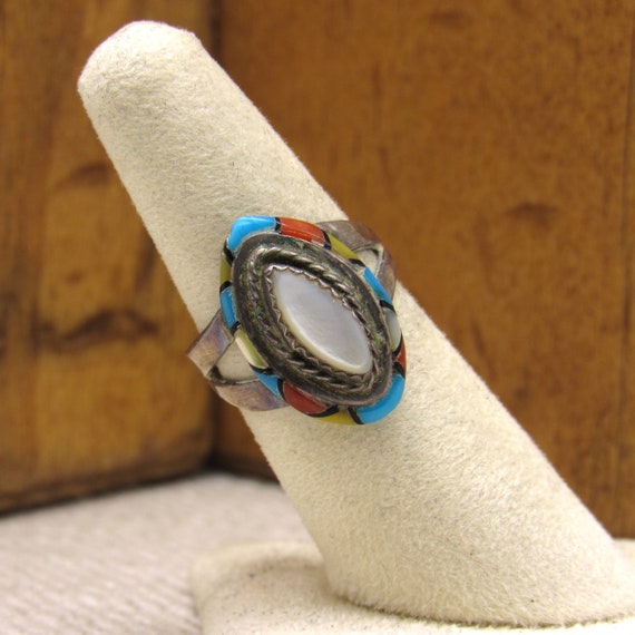 Sterling Silver Ring with Inlay and Mussel Shell … - image 5