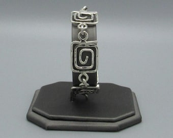 Vintage Sterling Silver Link Bracelet with Swirl Design