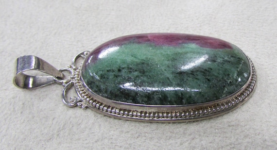 Sterling Silver Ruby Zoisite Pendant + - image 2