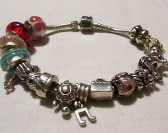 Sterling Silver Charm Bracelet with Charms +