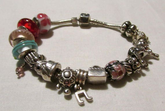 Sterling Silver Charm Bracelet with Charms + - image 1