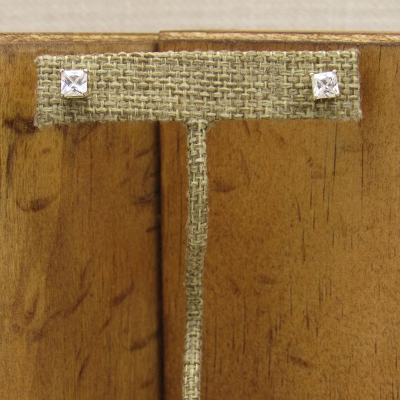 Sterling Silver and Rectangular Faceted Crystal S… - image 1