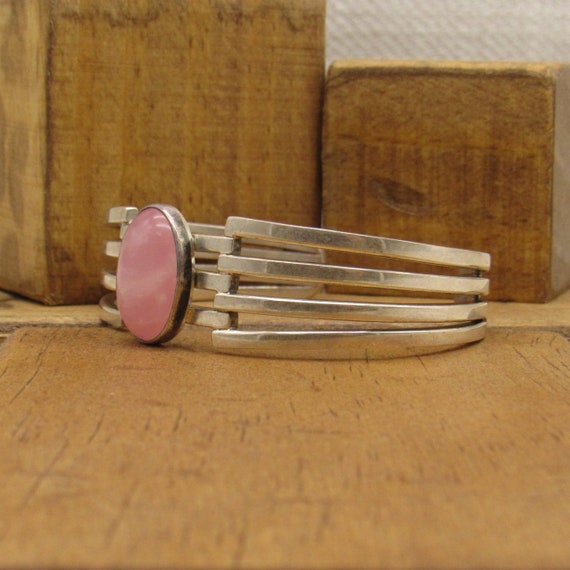 Rose Quartz and Sterling Silver Cuff Bracelet + - image 3