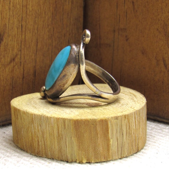 Sterling Silver and Turquoise Ring Size 6 1/4 + - image 3