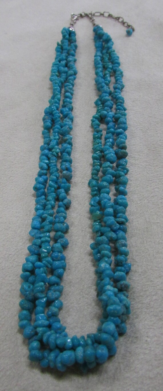 Small Turquoise Nugget Three Strand Nugget + - image 2