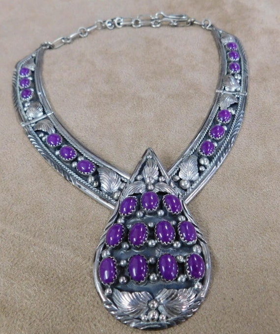 Sterling Silver and Purple Stone Necklace +
