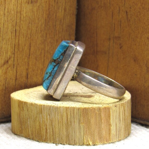 Sterling Silver and Turquoise Ring Size 6 3/4 + - image 3