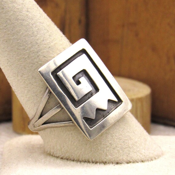 Southwest Sterling Silver Geometric Ring Size 10 + - image 5