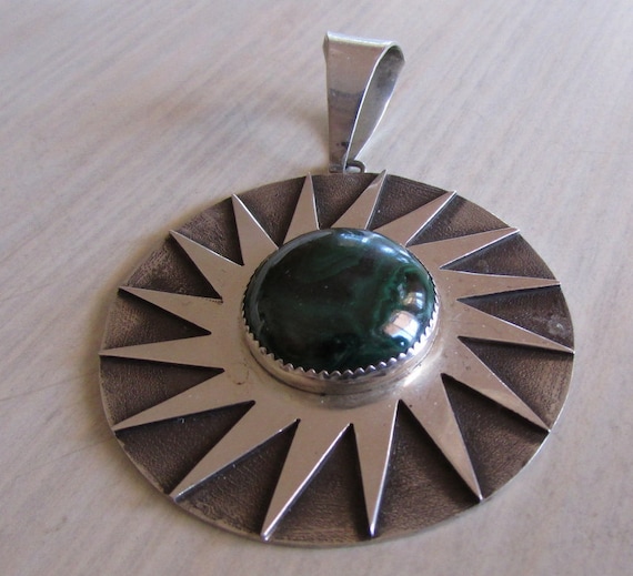 Malachite and Sterling Silver Handmade Pendant + - image 1