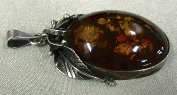 Sterling Silver and Amber Pendant + - image 2