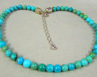 17" Plus extender 8mm Turquoise Round Bead Necklace +