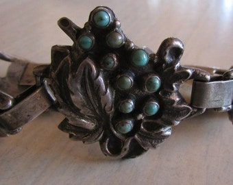 Vintage Sterling silver and Turquoise Grape Cluster Bracelet from Mexico +