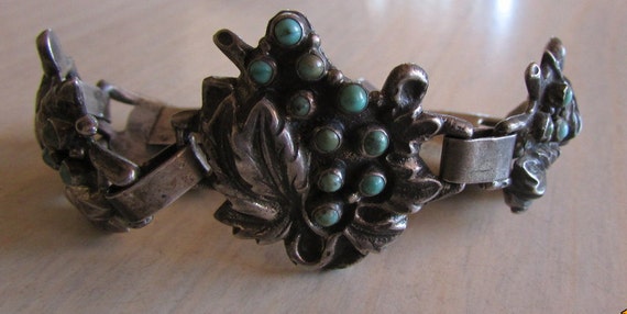 Vintage Sterling silver and Turquoise Grape Clust… - image 1