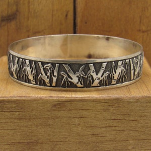 Sterling Silver Bangle Bracelet From Hawaii Bamboo Design image 3