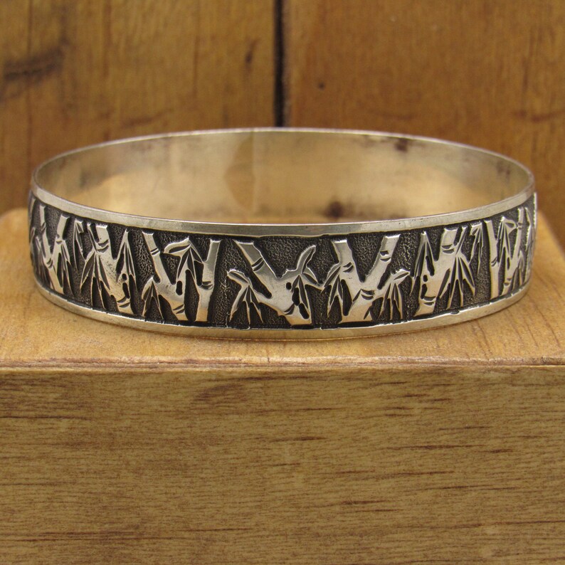 Sterling Silver Bangle Bracelet From Hawaii Bamboo Design image 3