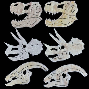 Parche de cráneo de dinosaurio hecho a mano