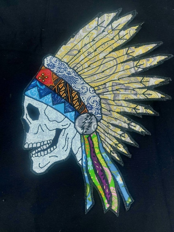 トップス L.G.B. DEAD OR ALIVE skull feather Tee Extra Large Grateful Dead Skull With Headdress Spring 90