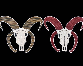 Four Horn Ram Skull Applique Patch