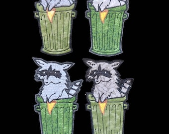 Raccoon in Trash Handmade Applique Patch