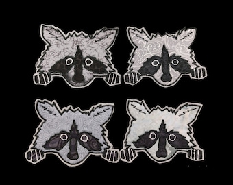 Raccoon Face Handmade Applique Patch