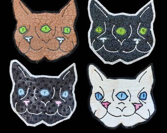 Drei Augen Katze Applikation Patch