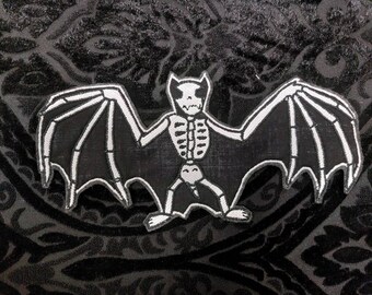 Skeleton Bat Silhouette Applique Patch