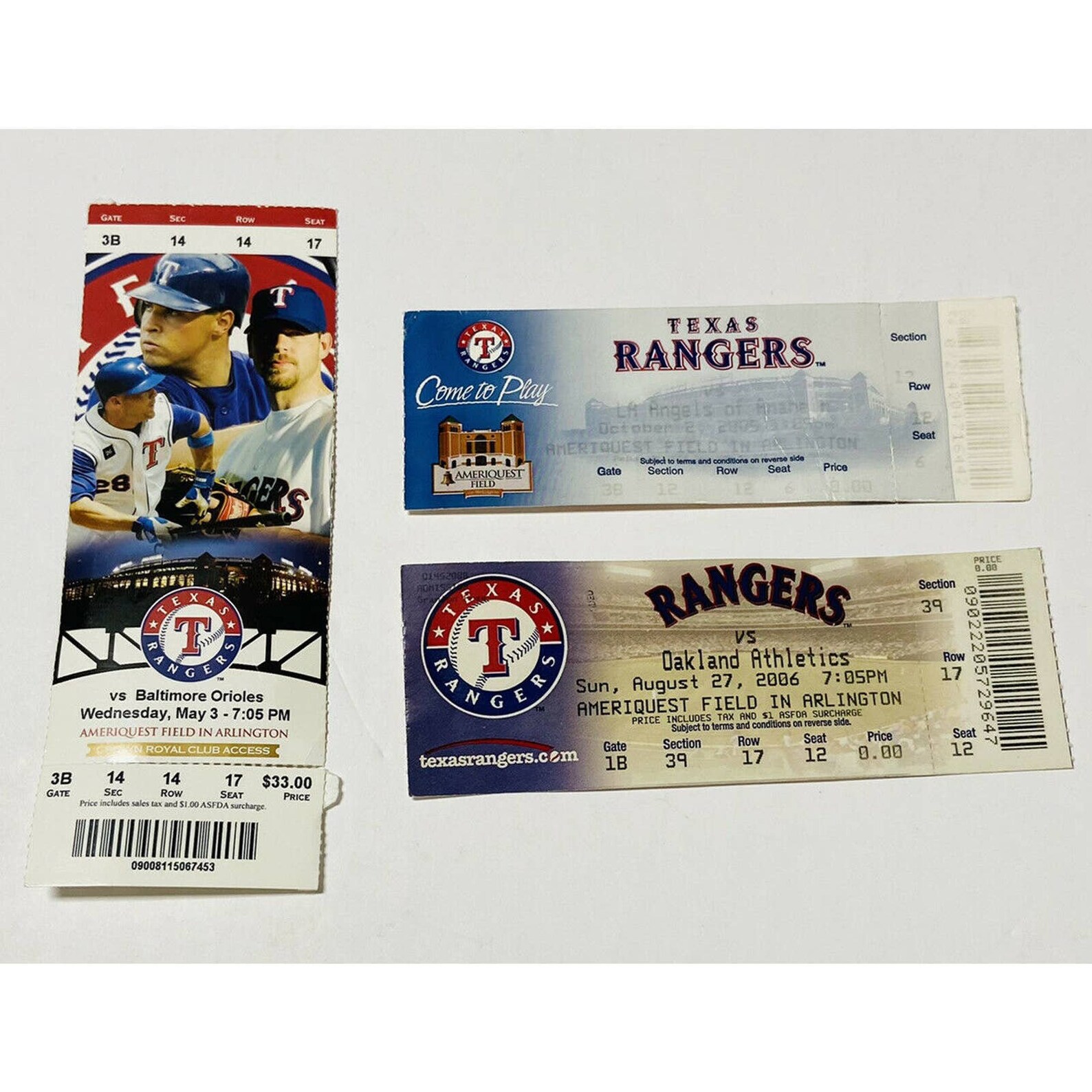 Texas Rangers Tickets And Stubs Lot Of 3 2005 2006 Etsy