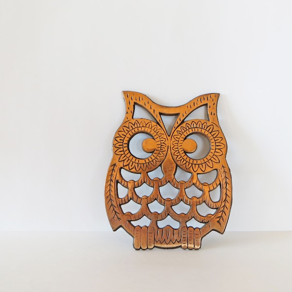 Vintage Owl Trivet - Copper Cast Iron Trivet - Hot Pad - Modern Kitchen - MCM Serving