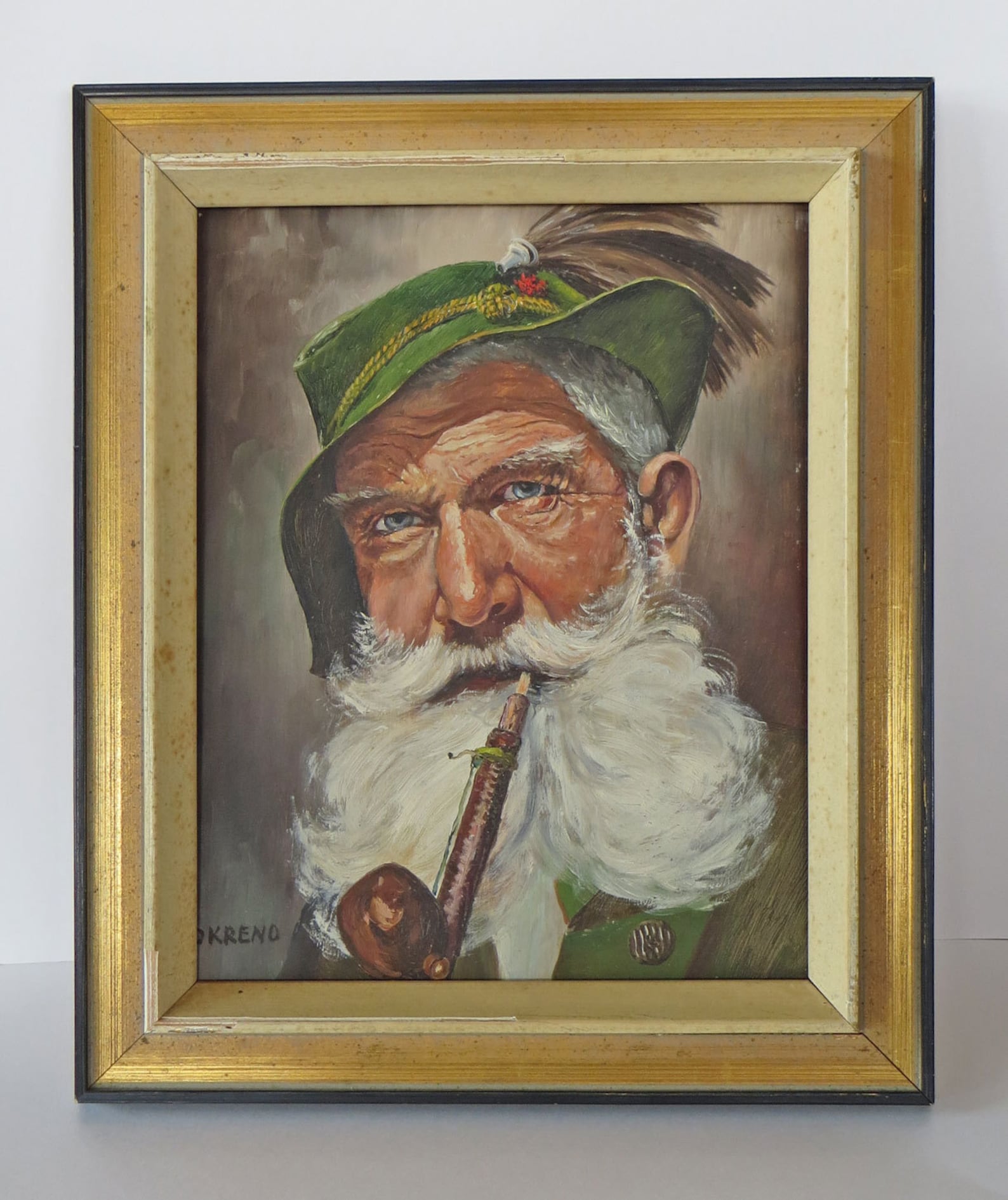 Okreno signed oil painting Vintage German man/woman Etsy