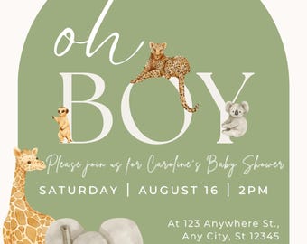 Safari Theme Baby Shower Invitation
