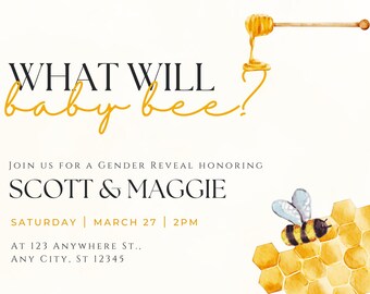 Gender Reveal Einladung - Was wird Baby Bee?