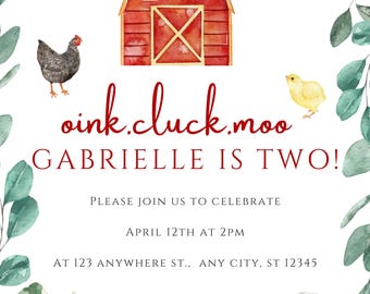 Farm Animals Birthday Invitation