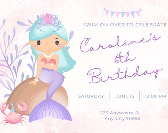 Mermaid Birthday Invitation