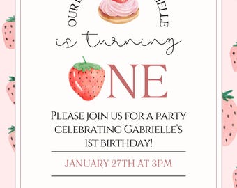 Strawberry Birthday Invitation