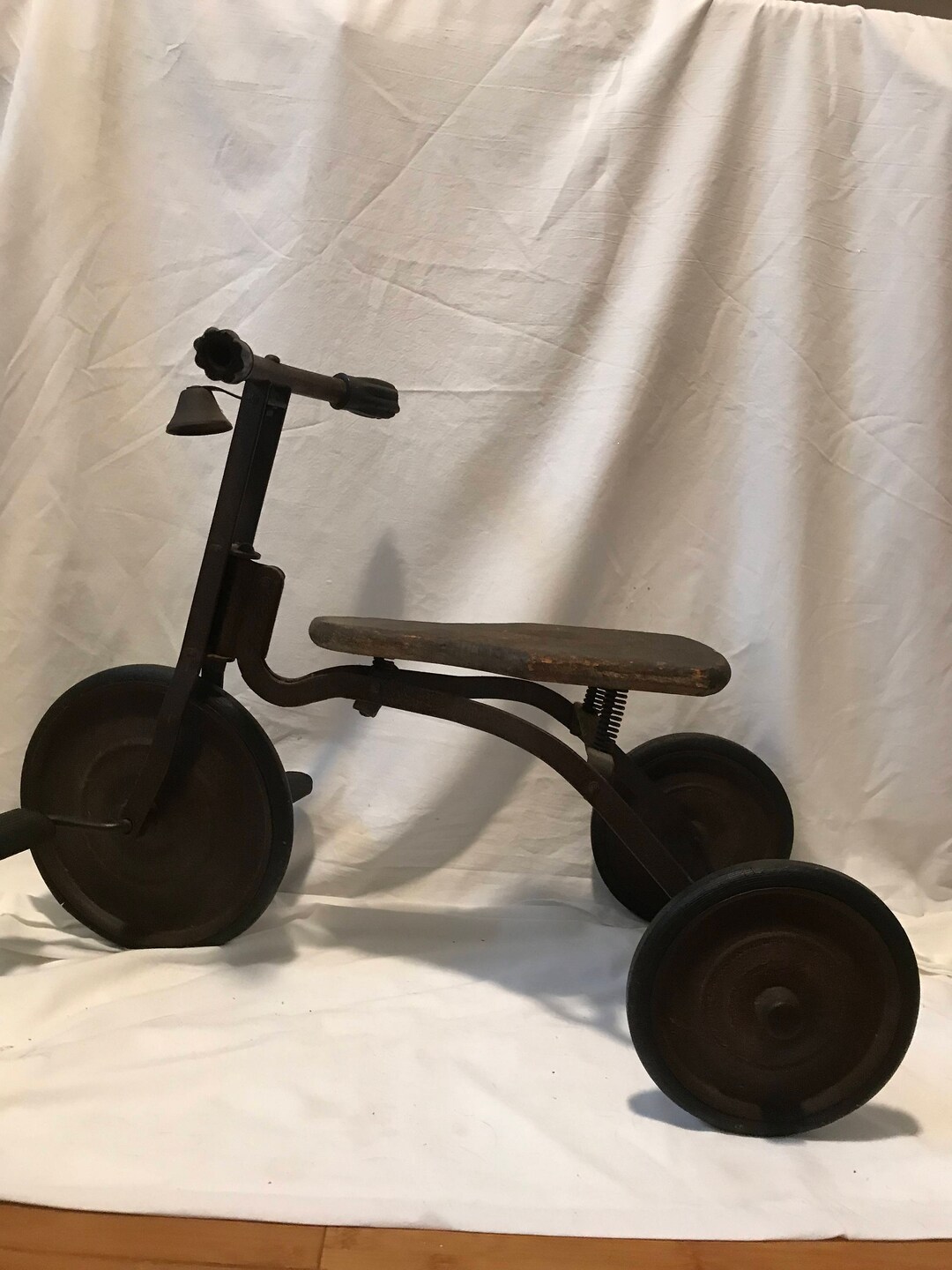 Antique Wooden Tricycle With Handle Grips Bell Pedals and Etsy