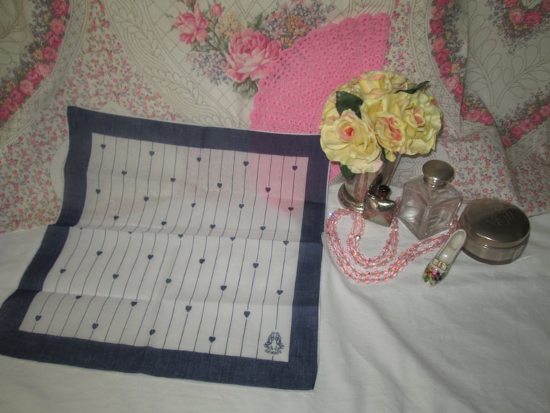 New old stock Spanish Llagos hand rolled cotton handkierchief hanky collectible display shabby chic cottage display hanky