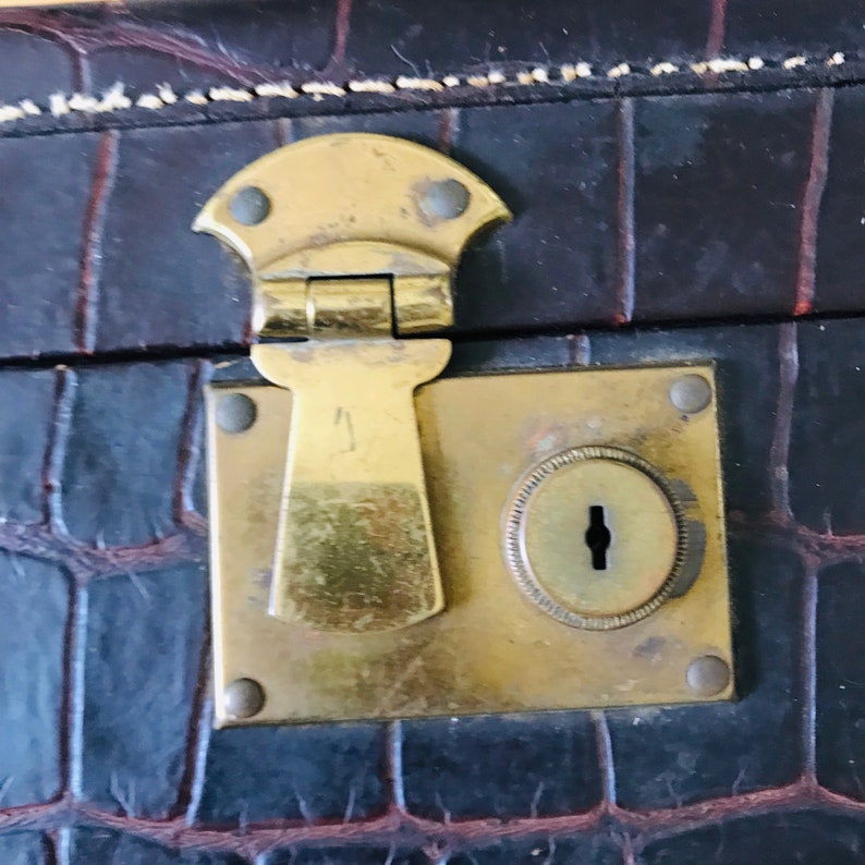 Antique Leather Train Case Luggage Storage Travel Overnight Etsy