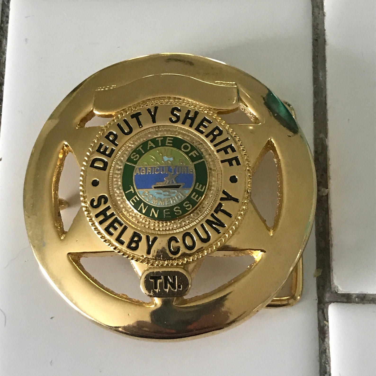 Vintage Solid Brass Belt Buckle Deputy Sheriff Badge Shelby Etsy