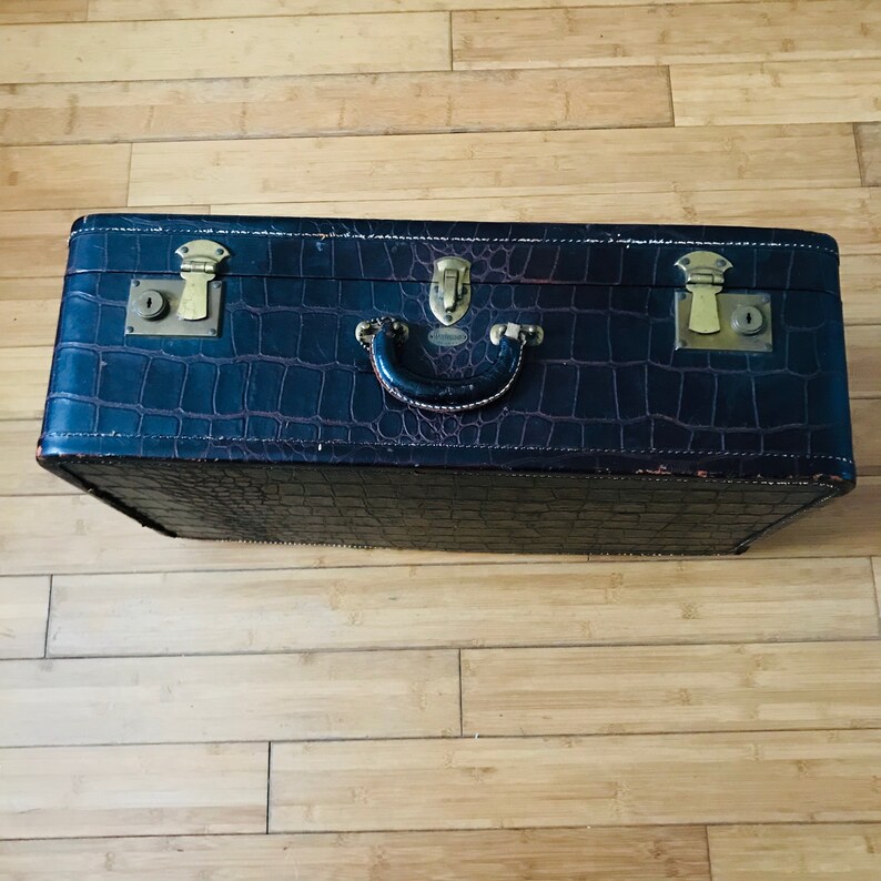 Antique Leather Train Case Luggage Storage Travel Overnight Etsy